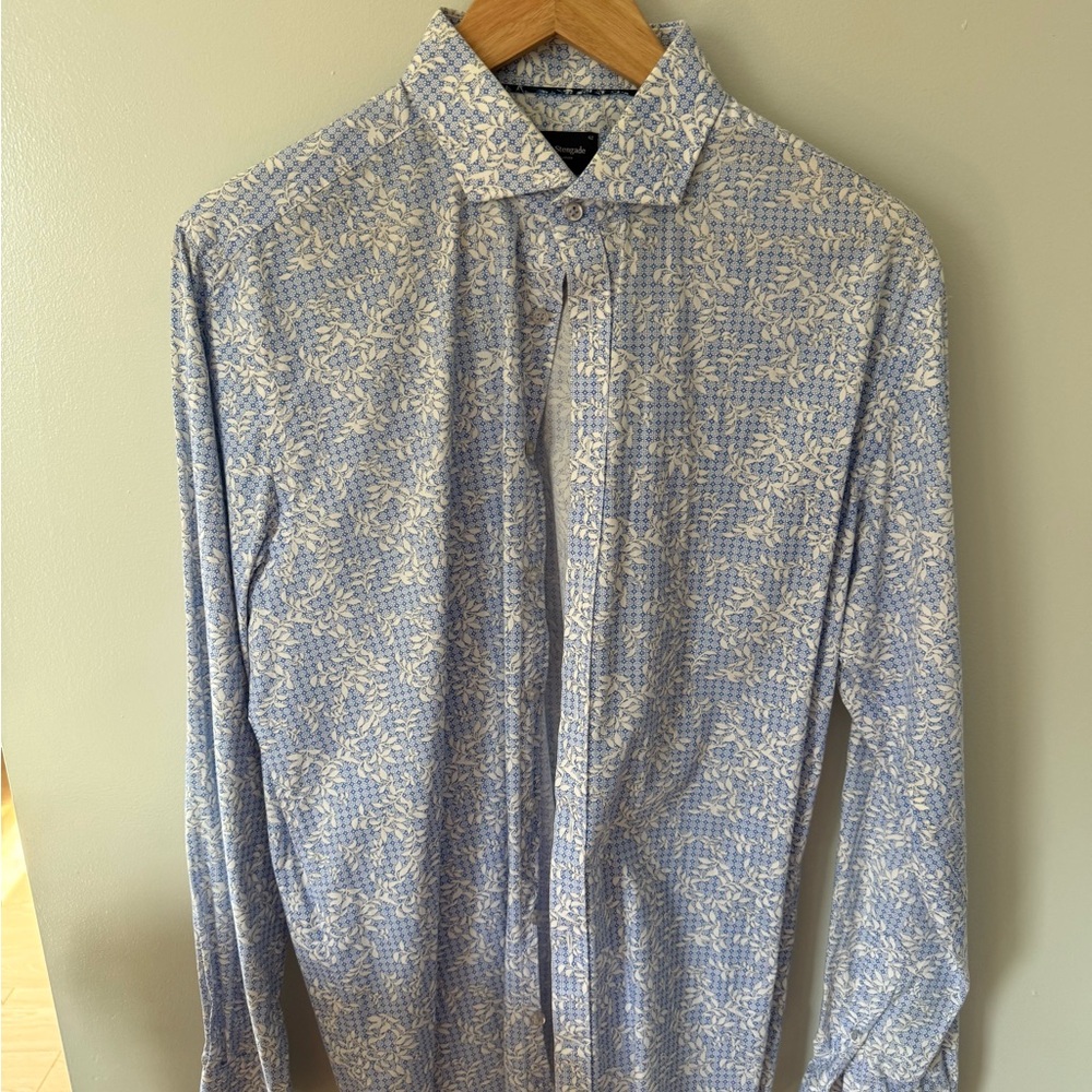 Bruun & Stengade Men's Light Blue Floral Dress Shirt